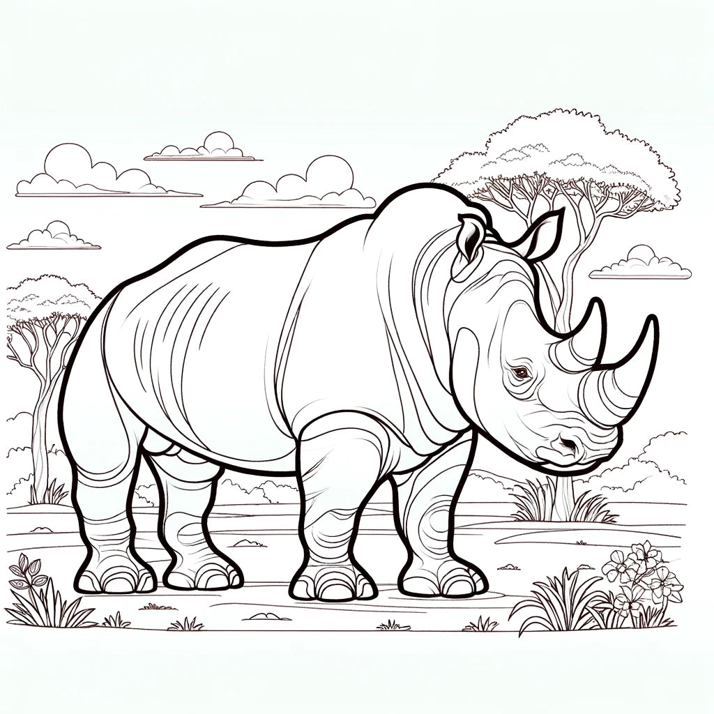 Rhinoceros Necklace Recycled Sterling Silver .925 Cable Chain Endangered Species