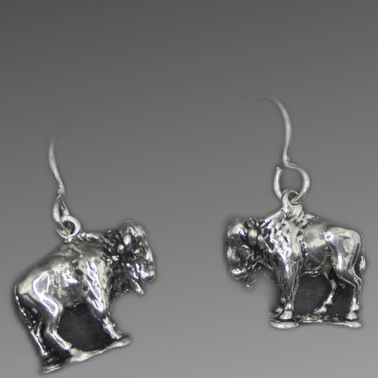 Buffalo Earrings, Sterling Silver with sterling silver ear wires, Yellowstone, Bison Earrings