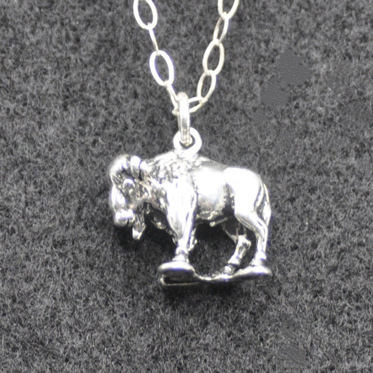 Buffalo Bison Necklace Recycled Sterling Silver .925 Cable Chain Vulnerable Species