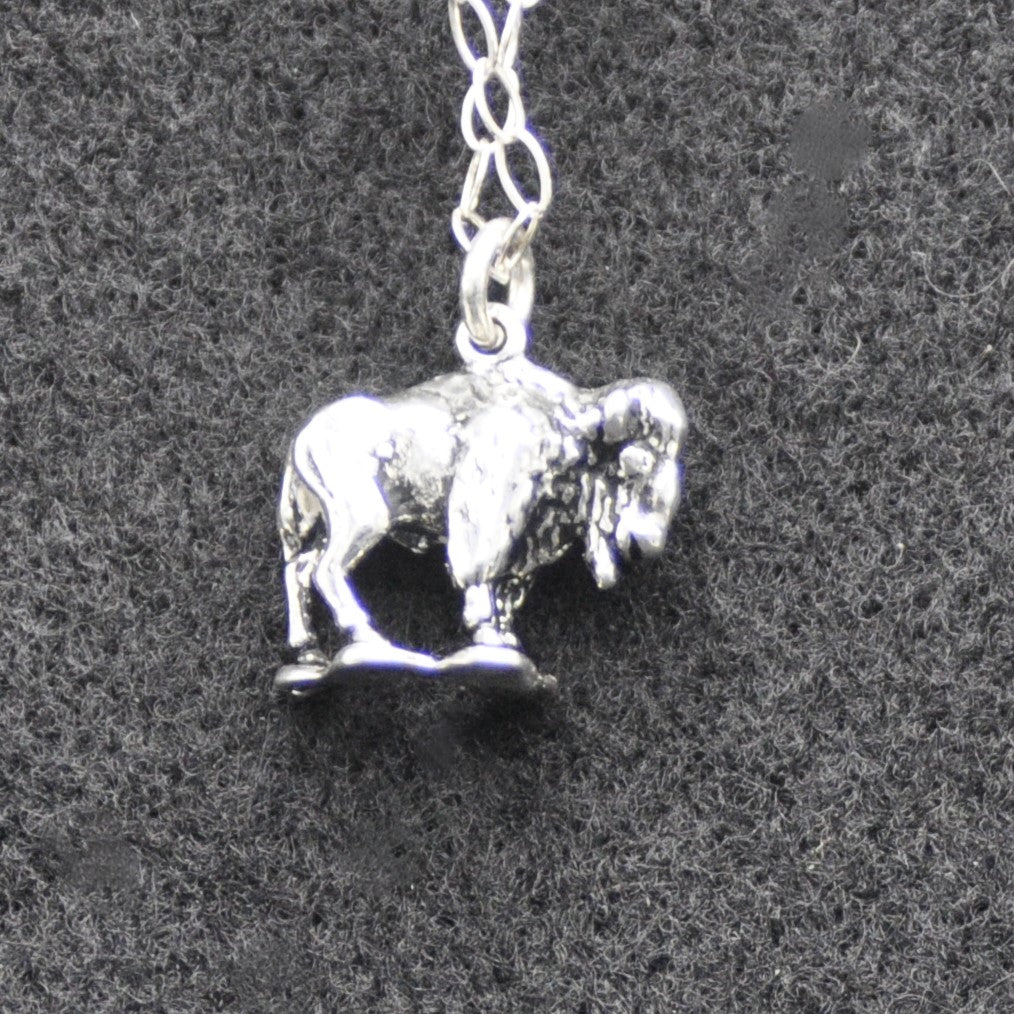 Buffalo Bison Necklace Recycled Sterling Silver .925 Cable Chain Vulnerable Species