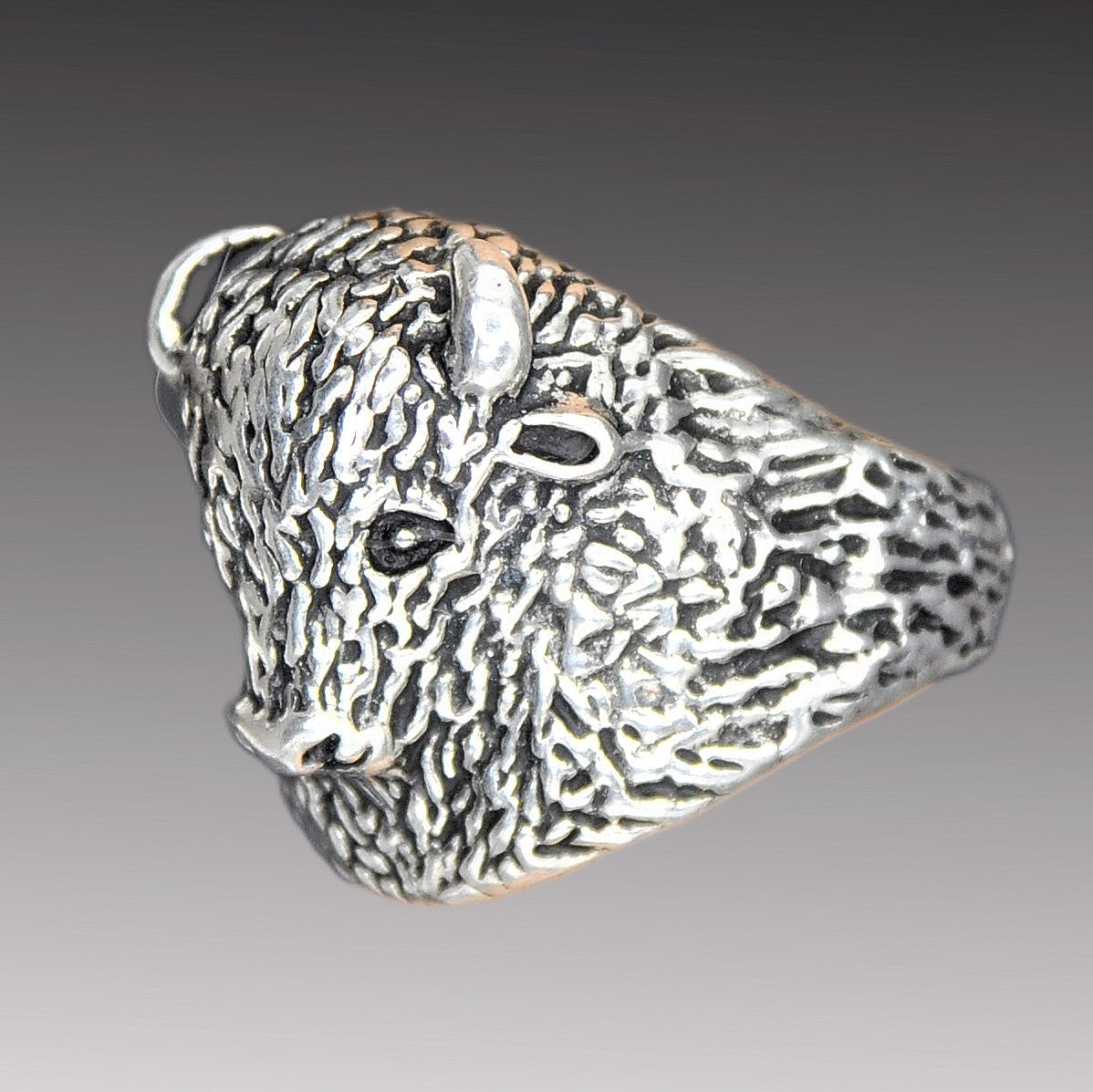 Buffalo or Bison Ring Sterling Silver .925 Men's Ring size 8-15