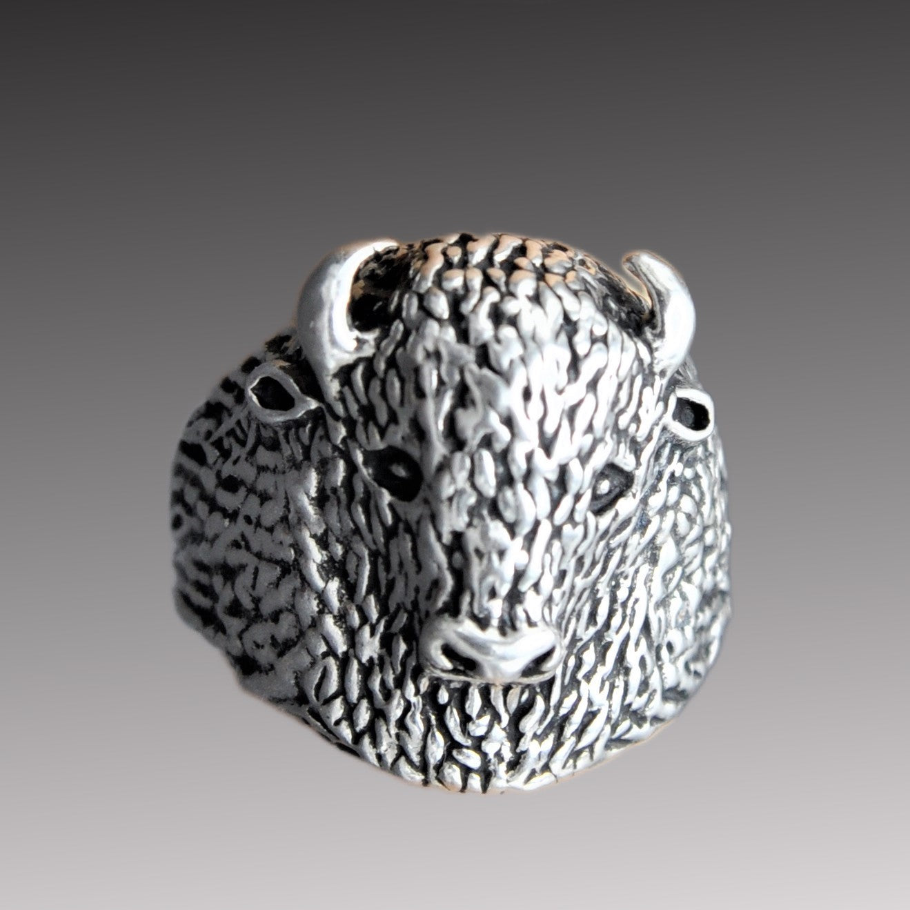 Buffalo or Bison Ring Sterling Silver .925 Men's Ring size 8-15