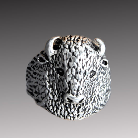 Buffalo or Bison Ring Sterling Silver .925  Men's Ring size 8-15