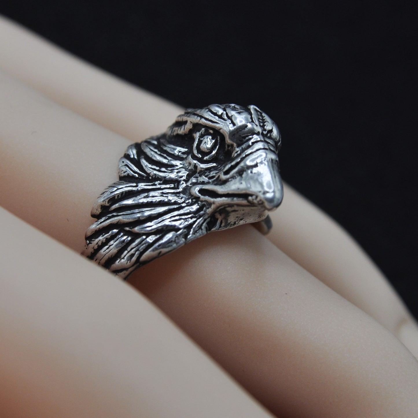 Hawk Ring, Sterling Silver Hawk, Size 9 through 15, endangered species.