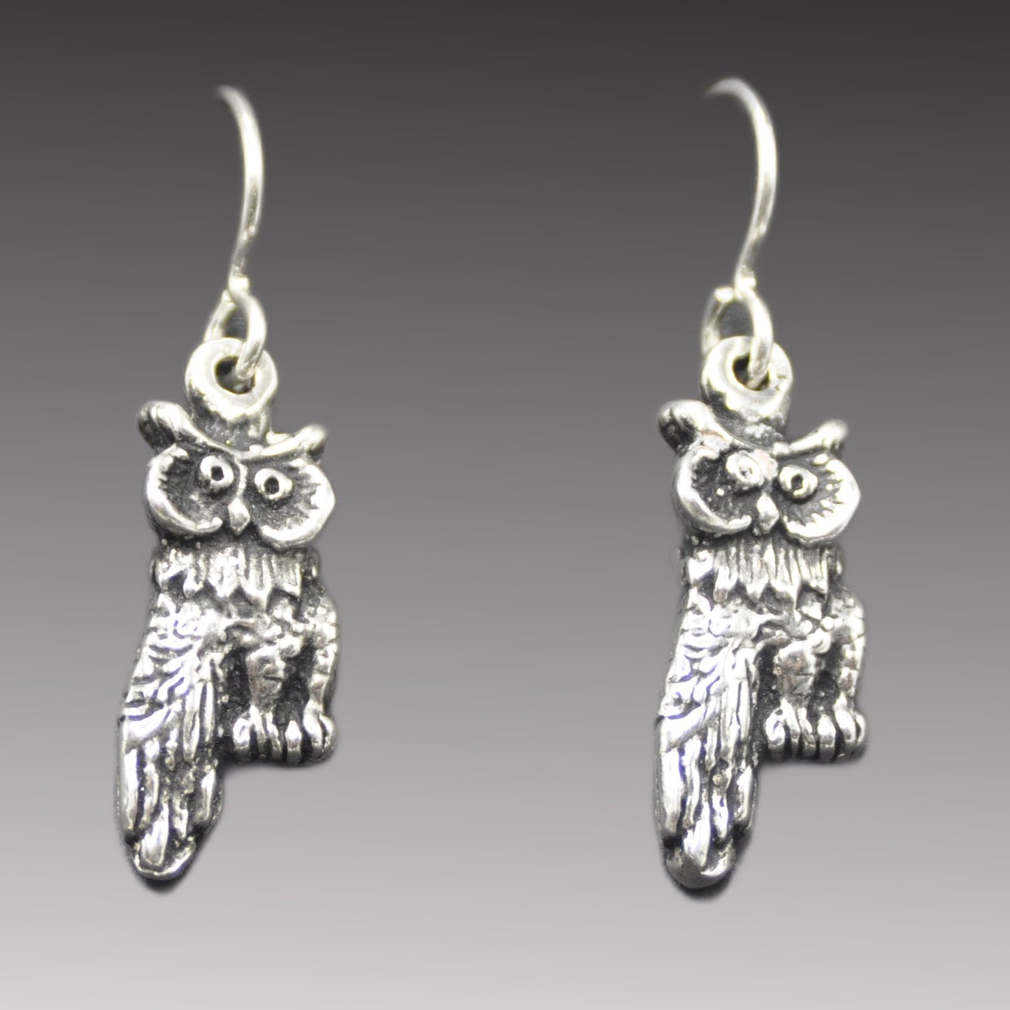 Owl Earrings, Handcrafted Recycled Silver Jewelry Endangered Species .925