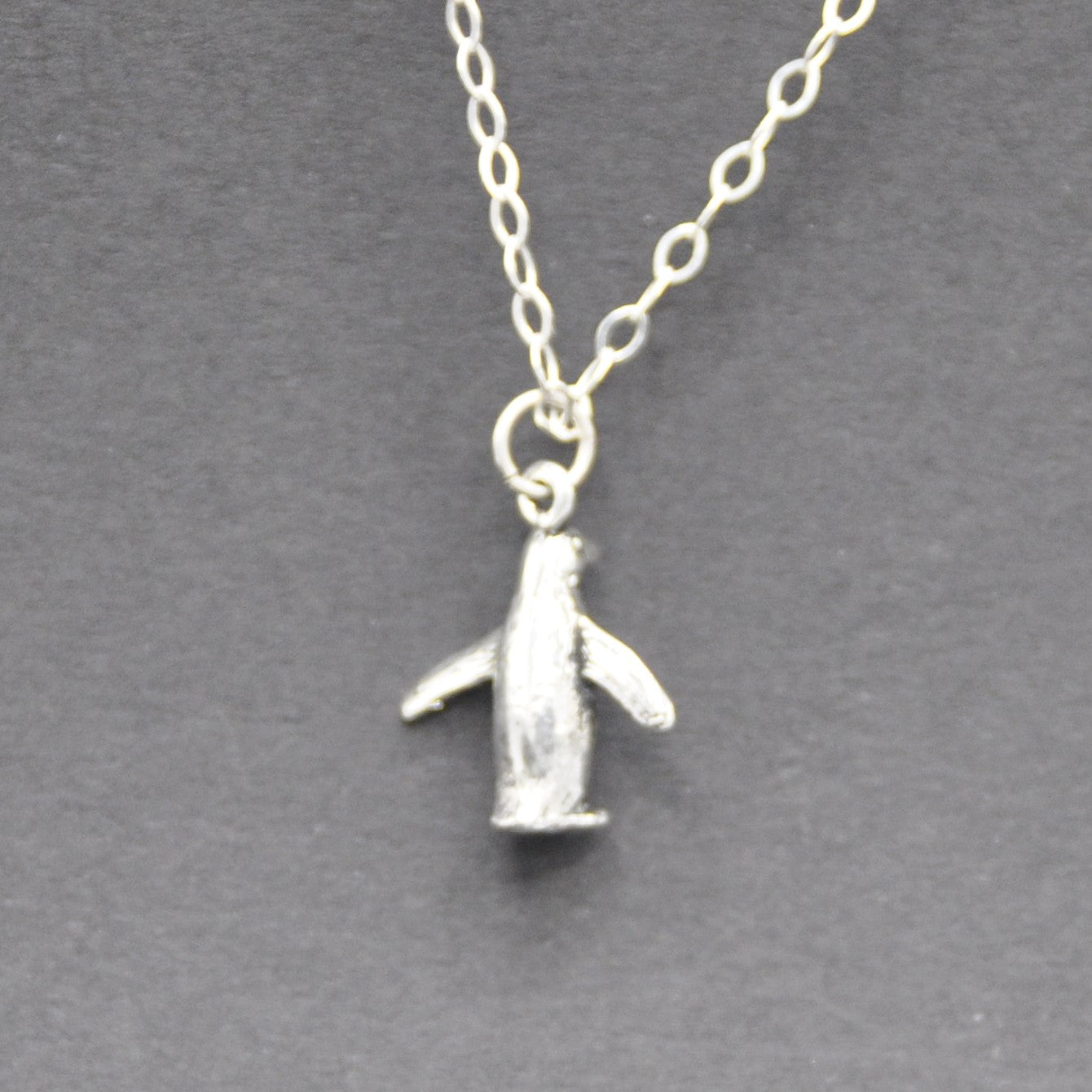 Penguin Necklace Recycled Sterling Silver .925 Cable Chain Endangered Species