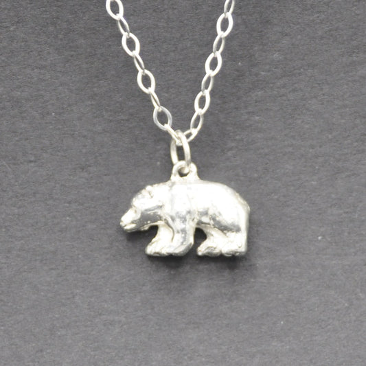 Polar Bear Necklace Recycled Sterling Silver .925 Cable Chain Endangered Species