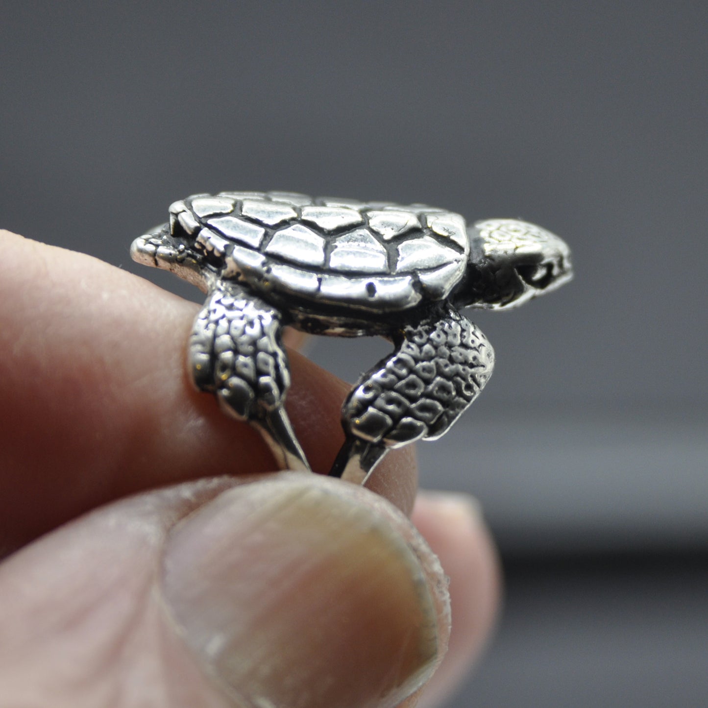 Sea Turtle Ring Sterling Silver .925 Endangered Species sizes 6-12 available.