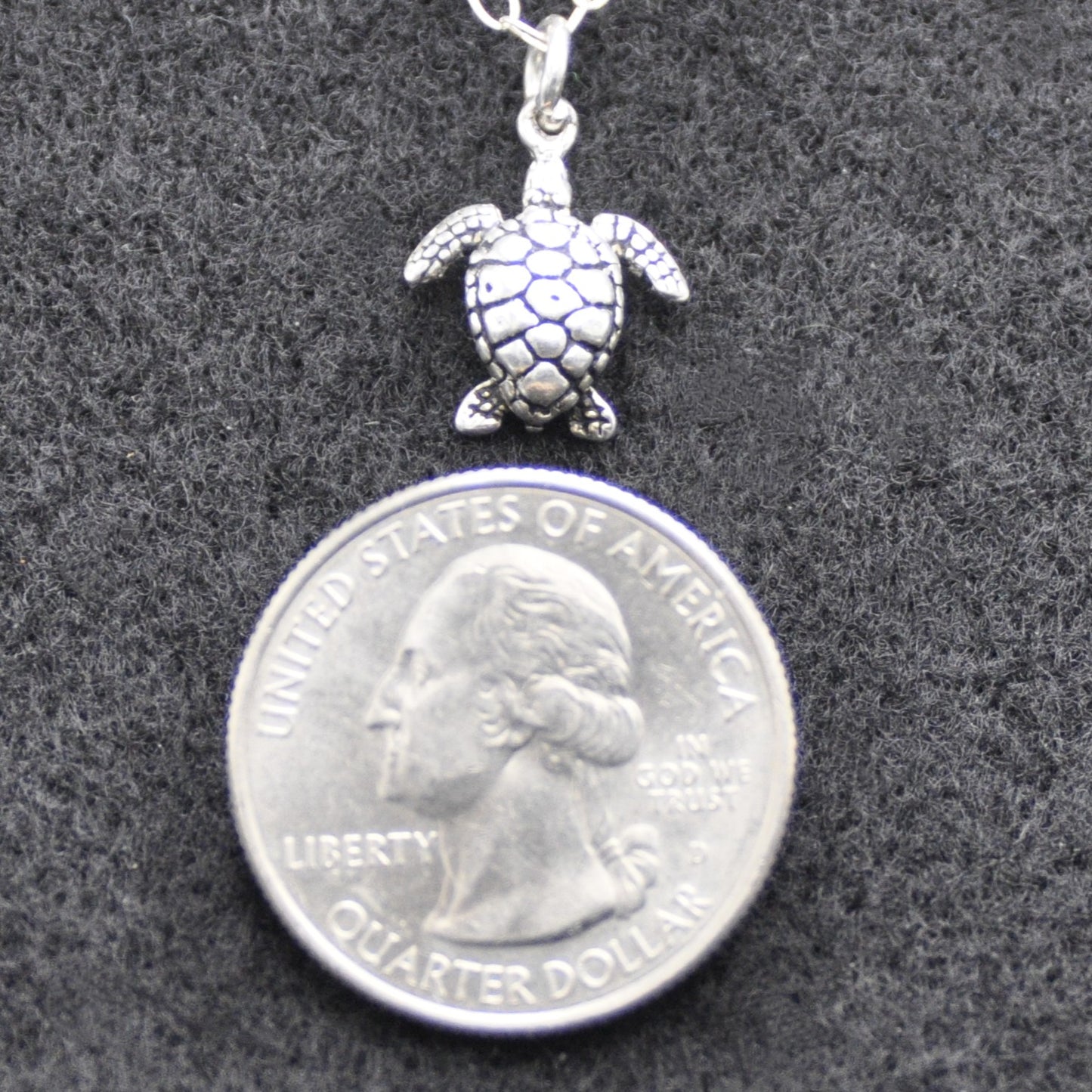 Sea Turtle Pendant Small Recycled Sterling Silver .925 18 Inch Chain Endangered Species