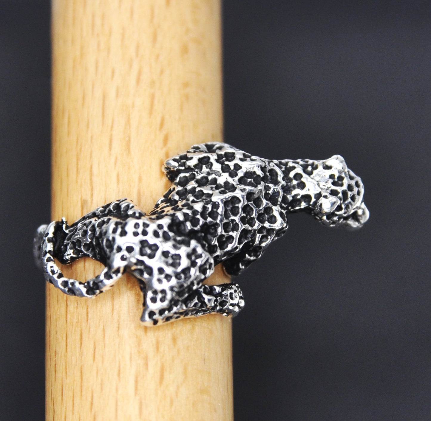 Snow Leopard Ring, Sterling Silver, .925, Endangered Species. Size 5-9 available