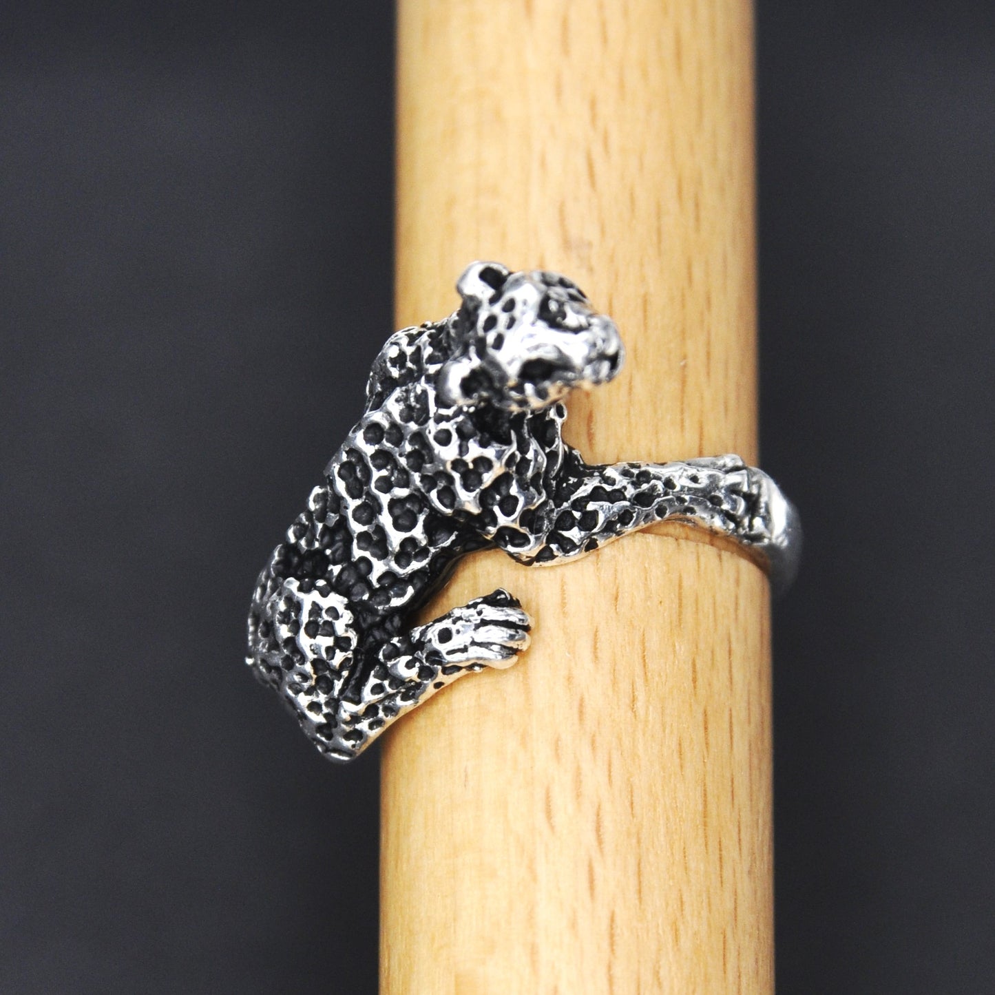 Snow Leopard Ring, Sterling Silver, .925, Endangered Species. Size 5-9 available