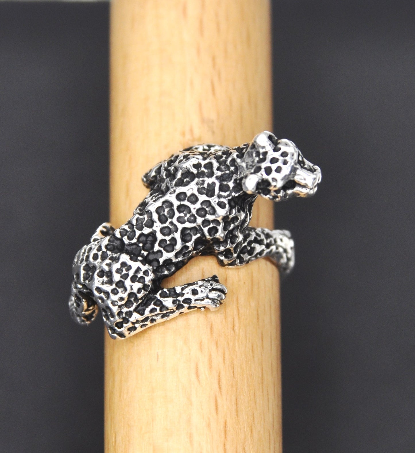 Snow Leopard Ring, Sterling Silver, .925, Endangered Species. Size 5-9 available