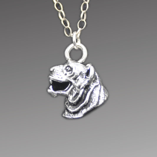 Tiger Necklace Recycled Sterling Silver .925 Cable Chain Endangered Species