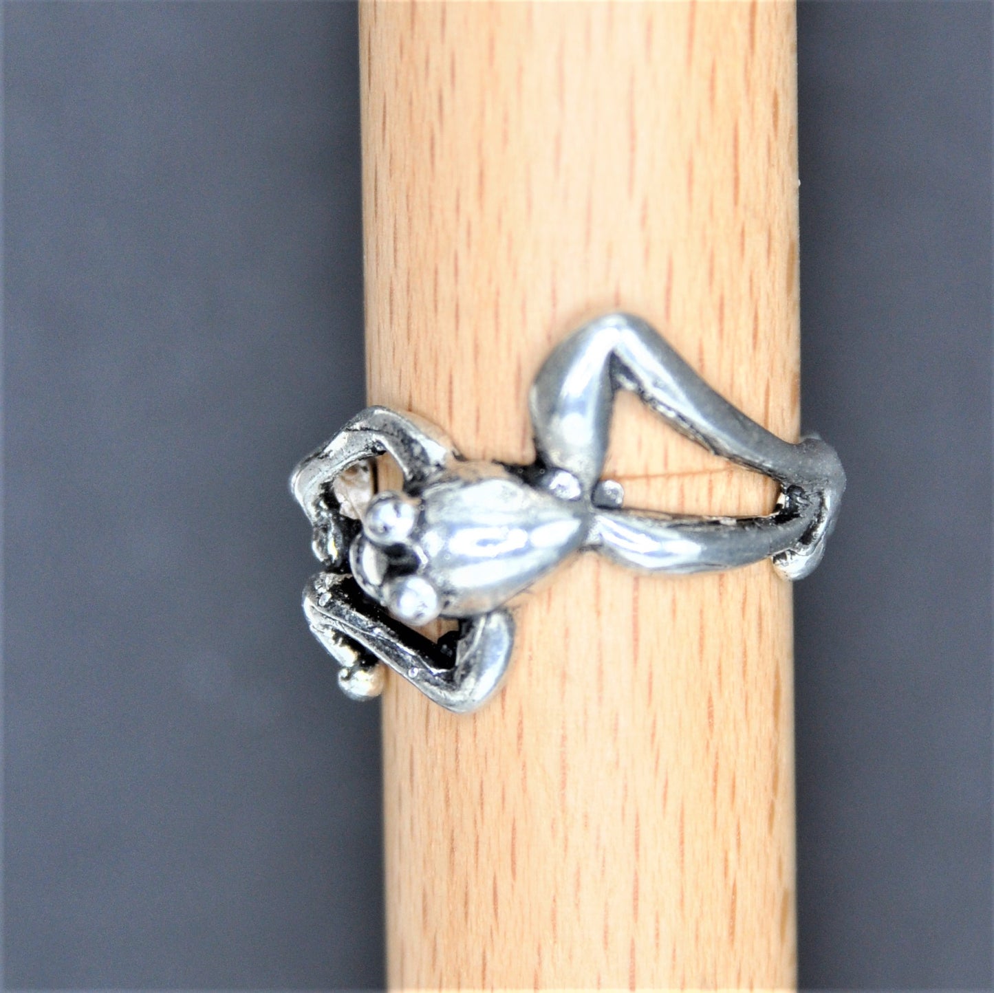 Tree Frog Ring Sterling Silver Endangered Species Handcrafted Size 6-10