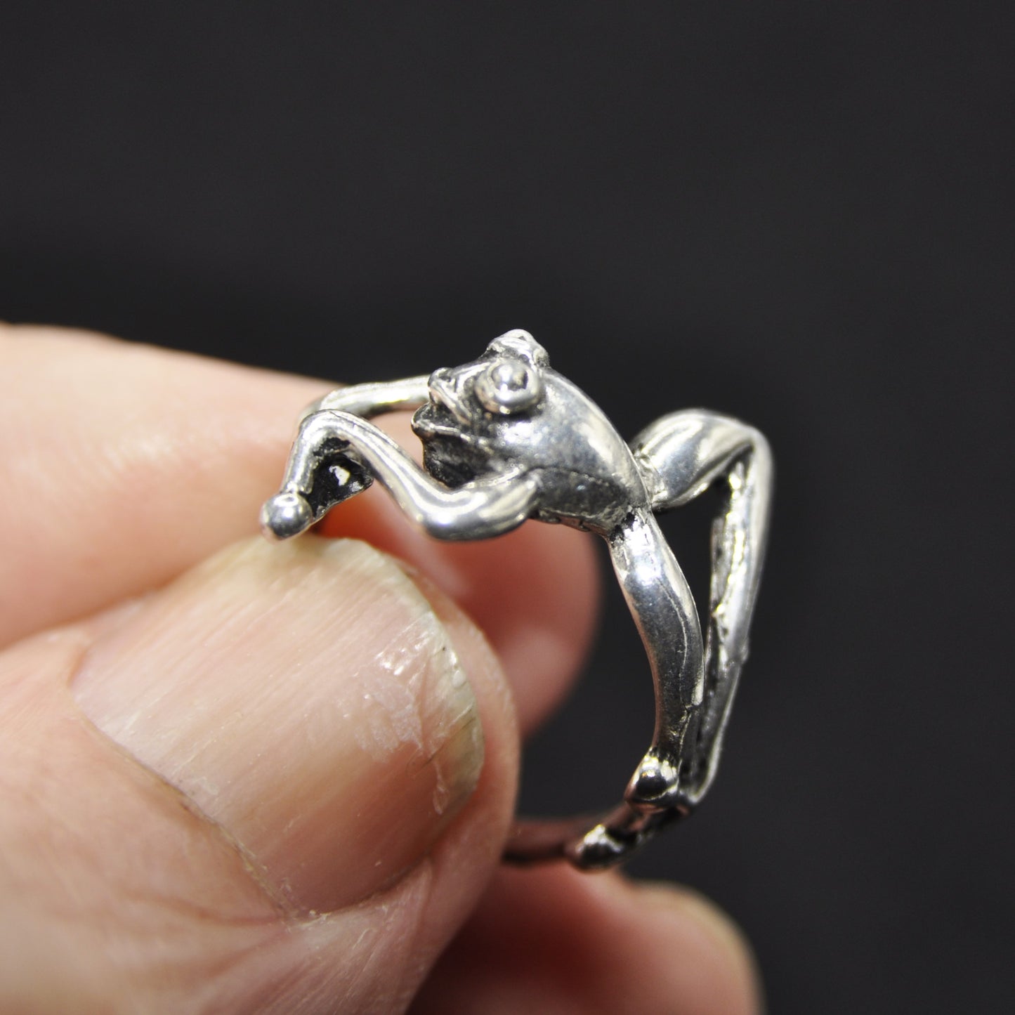 Tree Frog Ring Sterling Silver Endangered Species Handcrafted Size 6-10
