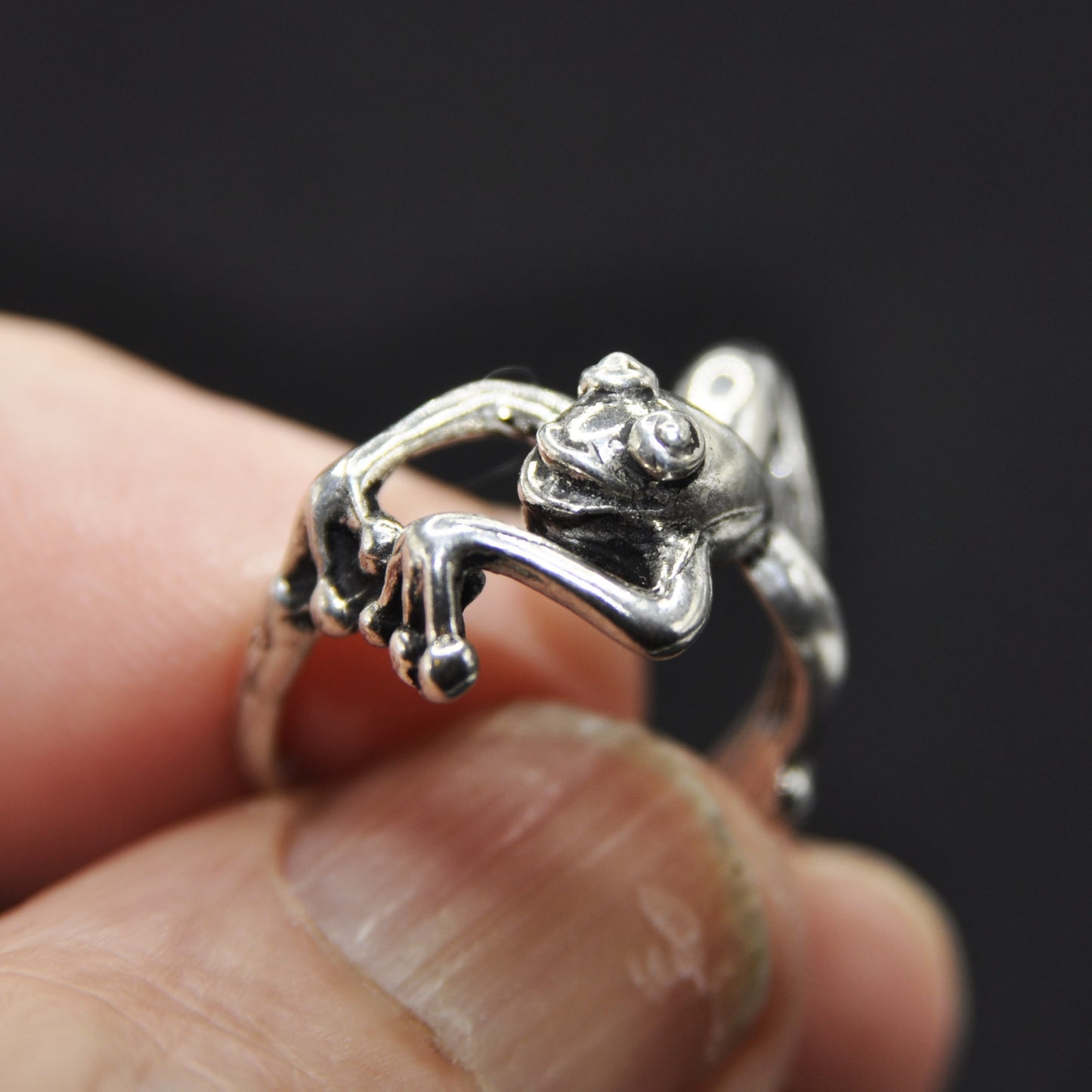 Tree Frog Ring Sterling Silver Endangered Species Handcrafted Size 6-10