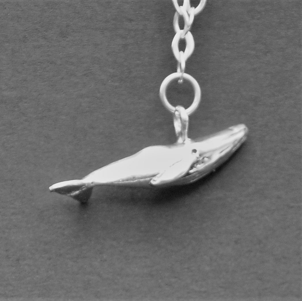 Whale Pendant Recycled Sterling Silver .925 18 Inch Cable Chain Endangered Species