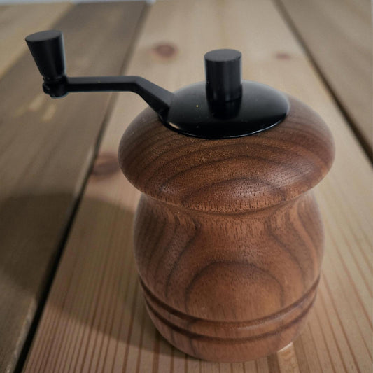 New Handmade Wooden Hand Crank Pepper Mill in Walnut