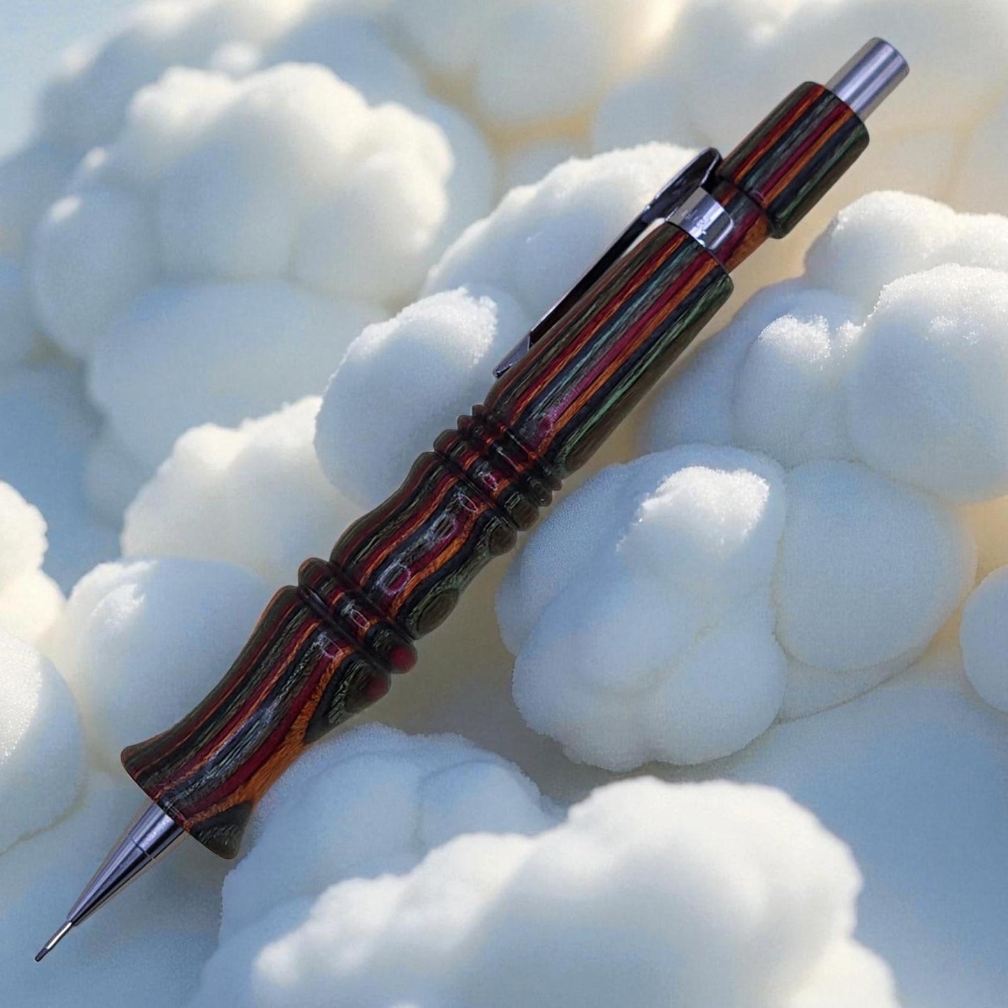 Handmade Mechanical Pencil with Colorful Stripes and Ergonomic Grip. .7mm lead