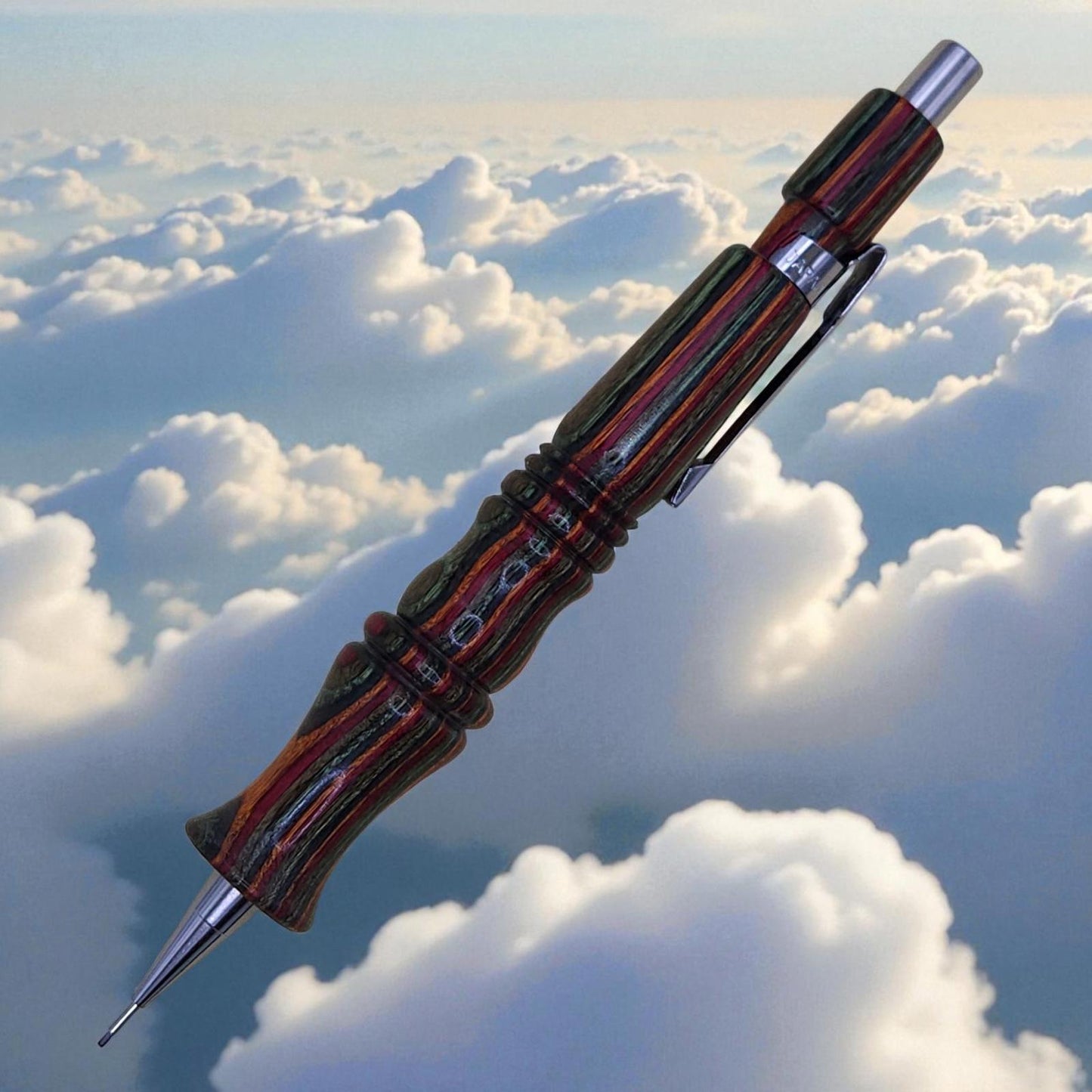 Handmade Mechanical Pencil with Colorful Stripes and Ergonomic Grip. .7mm lead