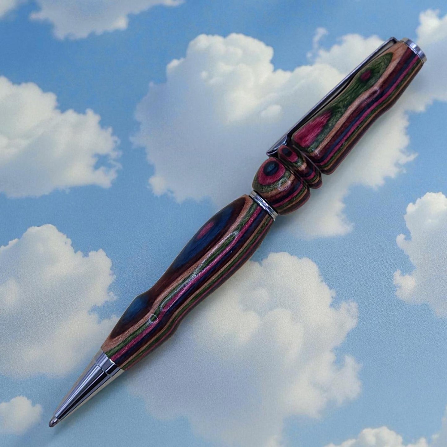 Handmade Wooden Ballpoint Pen in Dyed Birch, Personalized, Extra Refill