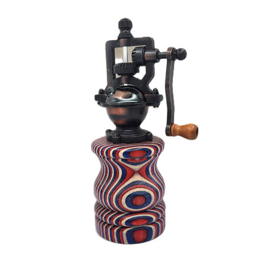 8 inch Handmade Pepper Mill in Birch ceramic for salt or fresh pepper.  Adjustable grind.