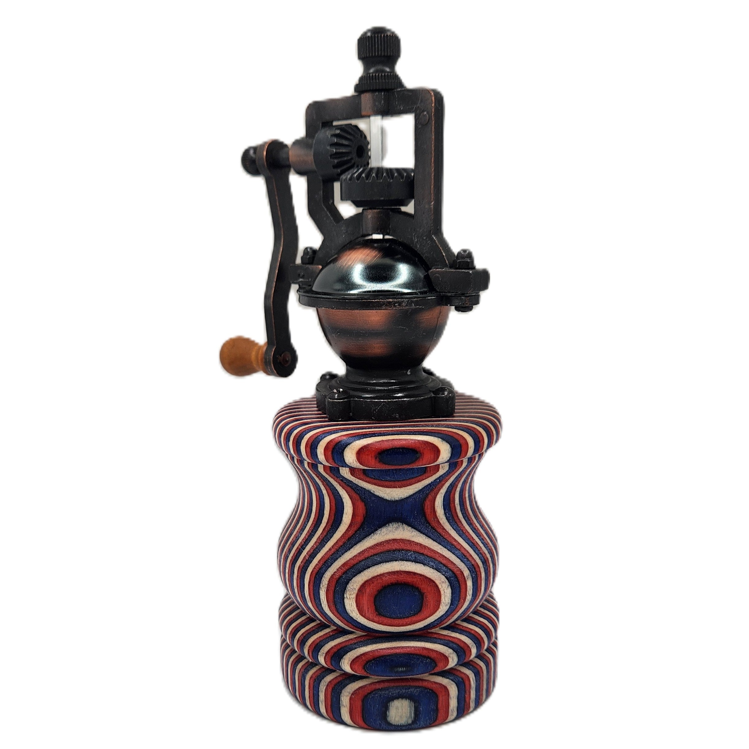 8 inch Handmade Pepper Mill in Birch ceramic for salt or fresh pepper.  Adjustable grind.