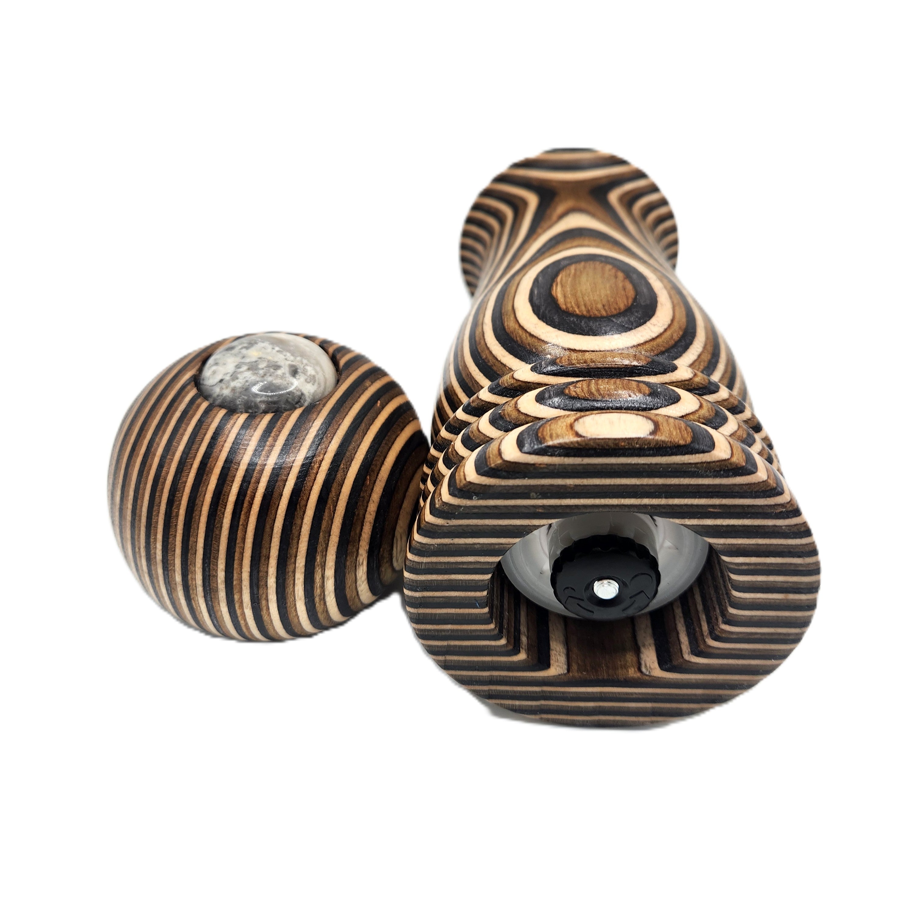 9 inch Handmade Pepper Mill in Birch ceramic for salt or fresh pepper.  Adjustable grind