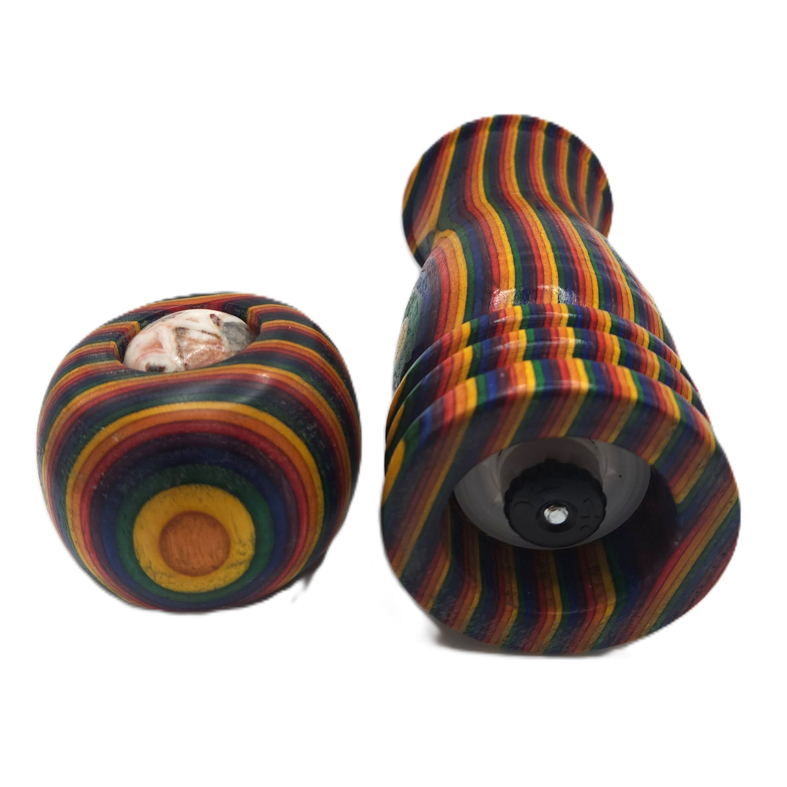 9 inch Handmade Pepper Mill in Birch ceramic for salt or fresh pepper.  Adjustable grind