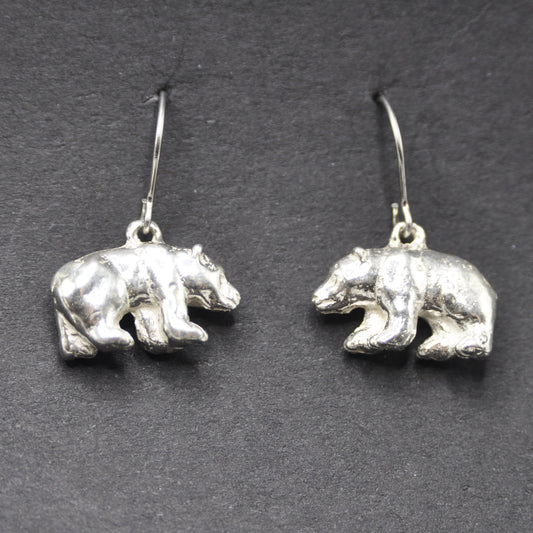 Polar Bear Earrings, Handcrafted Silver Jewelry .925 Endangered Species