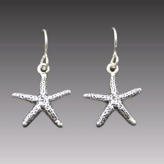 Starfish Earrings, Handcrafted Recycled Silve Sea Star Jewelry Endangered Species .925