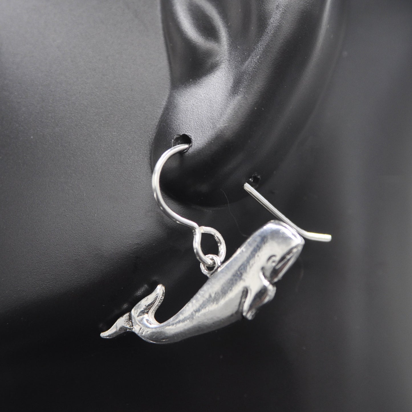 Whale Earrings, Recycled Silver Sperm Whale Jewelry Endangered Species .925