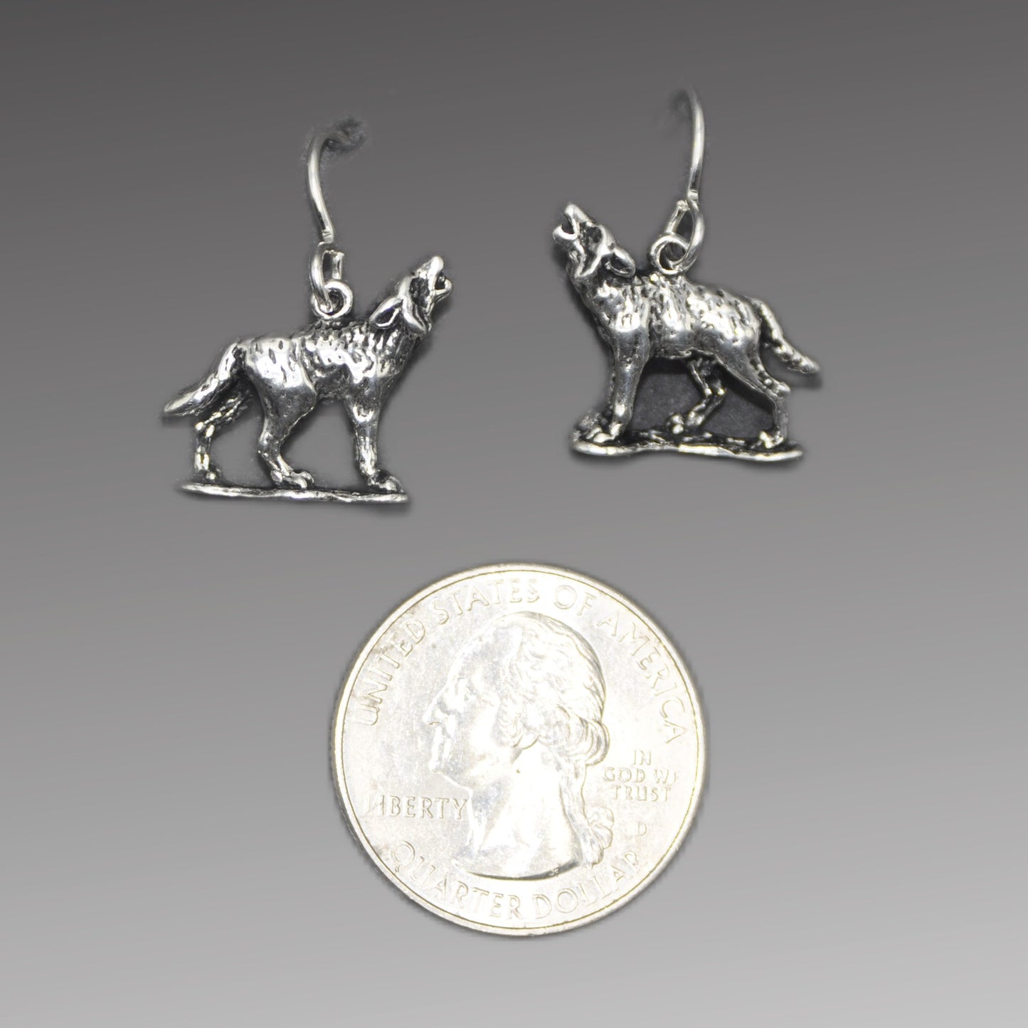 Wolf earrings, intricately designed Handcrafted Silver Jewelry Vulnerable Species